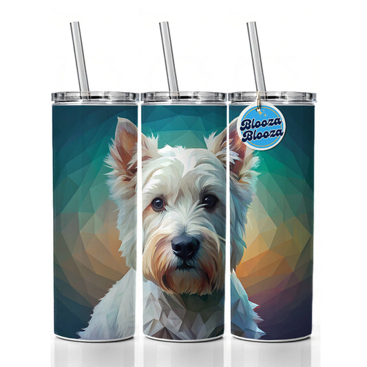 West Highland White Terrier Westie Abstract Stylized Art Skinny Tumbler 20oz with Straw Insulated Water Bottle Gift