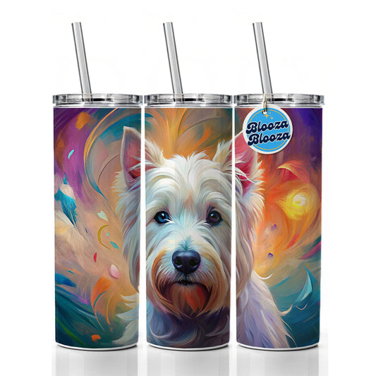 West Highland White Terrier Westie Dog Abstract Art Skinny Tumbler 20oz with Straw Insulated Water Bottle Gift