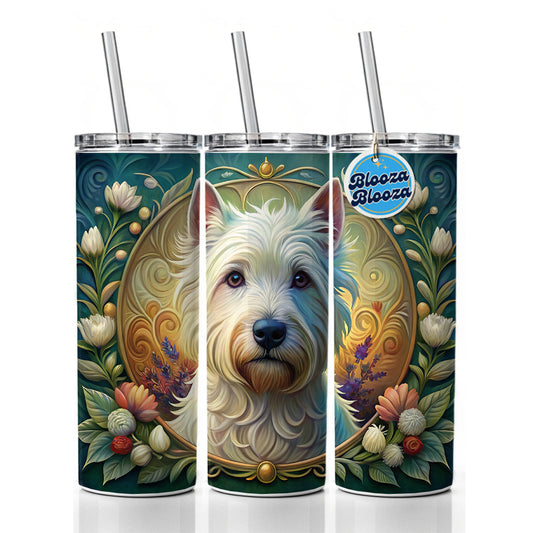 West Highland White Terrier Westie Dog Art Nouveau Skinny Tumbler 20oz with Straw Insulated Water Bottle Gift