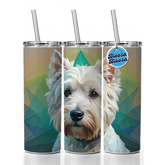 West Highland White Terrier Westie Dog Contemporary Art Skinny Tumbler 20oz with Straw Insulated Water Bottle Gift