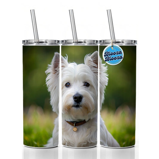 West Highland White Terrier Westie Dog Photo Skinny Tumbler 20oz with Straw Insulated Water Bottle Gift