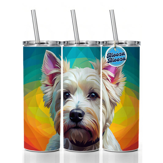 West Highland White Terrier Westie Dog Pop Art Skinny Tumbler 20oz with Straw Insulated Water Bottle Gift