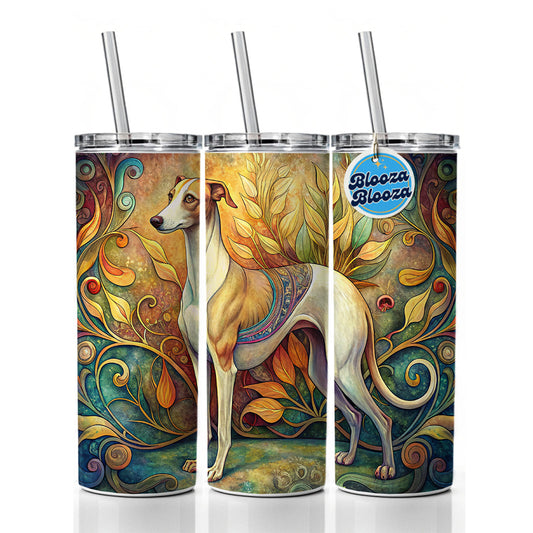 Whippet Dog Art Nouveau Skinny Tumbler 20oz with Straw Insulated Water Bottle Gift