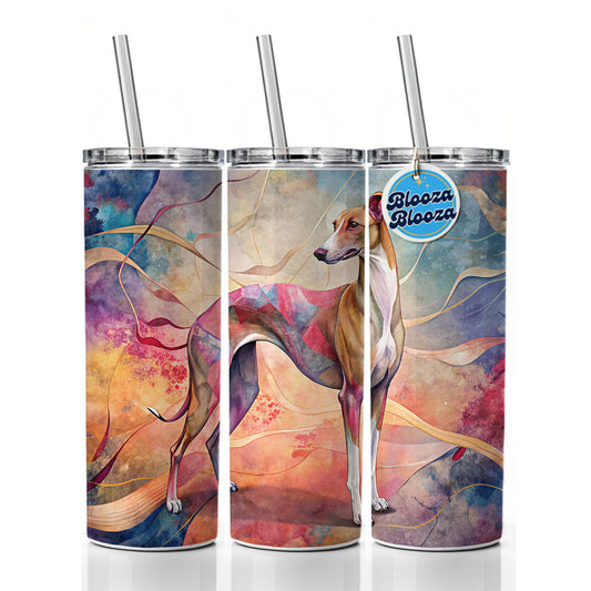 Whippet Dog Contemporary Art Skinny Tumbler 20oz with Straw Insulated Water Bottle Gift