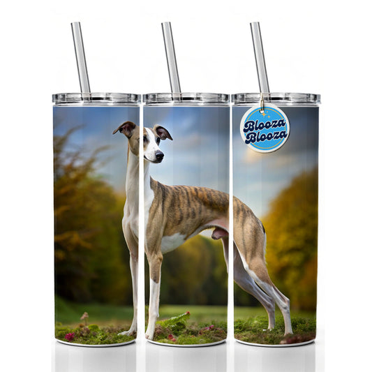 Whippet Dog Photo Skinny Tumbler 20oz with Straw Insulated Water Bottle Gift