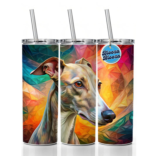 Whippet Dog Pop Art Skinny Tumbler 20oz with Straw Insulated Water Bottle Gift