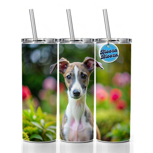 Whippet Dog Puppy Photo Skinny Tumbler 20oz with Straw Insulated Water Bottle Gift