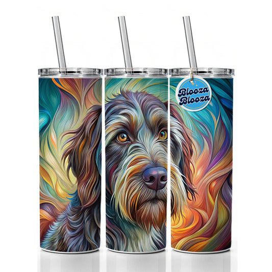Wirehaired Pointing Griffon Dog Abstract Art Skinny Tumbler 20oz with Straw Insulated Water Bottle Gift