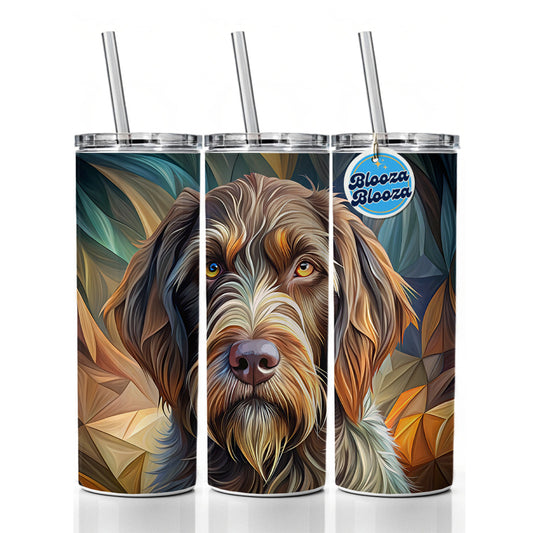 Wirehaired Pointing Griffon Dog Abstract Stylized Art Skinny Tumbler 20oz with Straw Insulated Water Bottle Gift