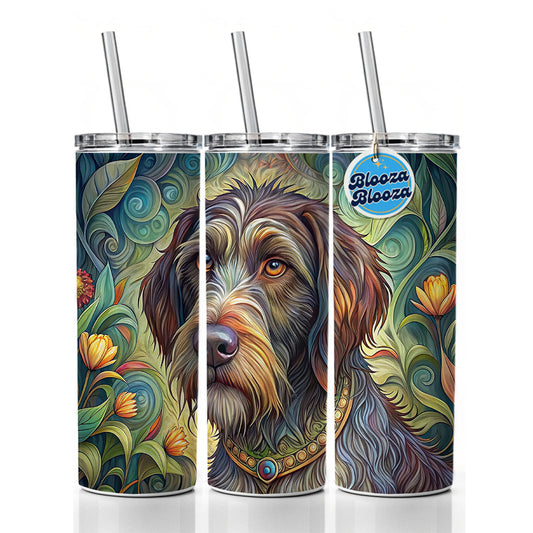 Wirehaired Pointing Griffon Dog Art Nouveau Skinny Tumbler 20oz with Straw Insulated Water Bottle Gift