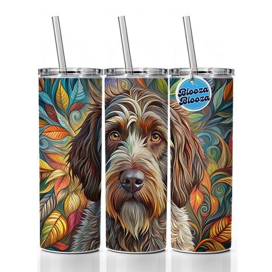 Wirehaired Pointing Griffon Dog Bohemian Art Skinny Tumbler 20oz with Straw Insulated Water Bottle Gift