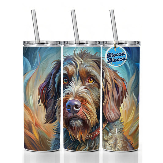 Wirehaired Pointing Griffon Dog Expressionism Art Skinny Tumbler 20oz with Straw Insulated Water Bottle Gift