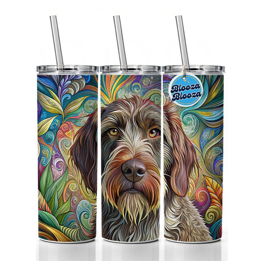 Wirehaired Pointing Griffon Dog French Bohemian Art Skinny Tumbler 20oz with Straw Insulated Water Bottle Gift