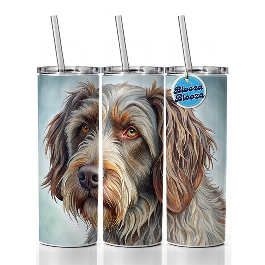 Wirehaired Pointing Griffon Dog Illustration Skinny Tumbler 20oz with Straw Insulated Water Bottle Gift