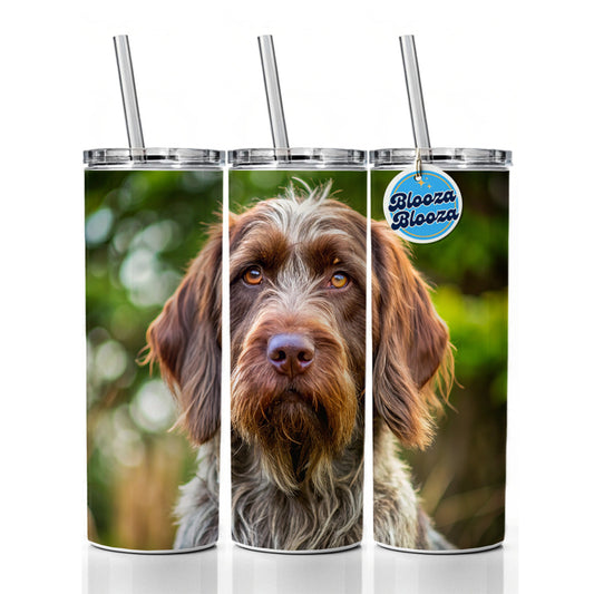 Wirehaired Pointing Griffon Dog Photo Skinny Tumbler 20oz with Straw Insulated Water Bottle Gift