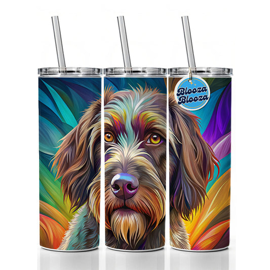 Wirehaired Pointing Griffon Dog Pop Art Skinny Tumbler 20oz with Straw Insulated Water Bottle Gift