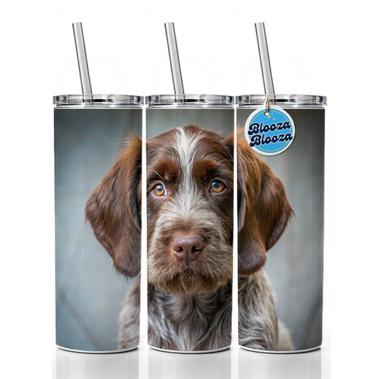 Wirehaired Pointing Griffon Dog Puppy Photo Skinny Tumbler 20oz with Straw Insulated Water Bottle Gift