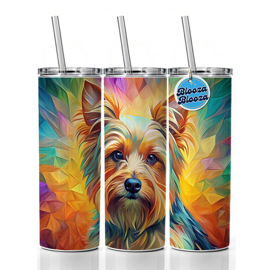 Yorkshire Terrier Yorkie Dog Abstract Art Skinny Tumbler 20oz with Straw Insulated Water Bottle Gift