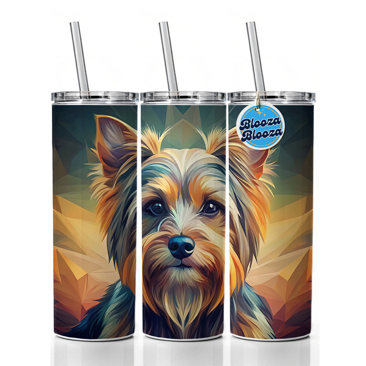 Yorkshire Terrier Yorkie Dog Abstract Stylized Art Skinny Tumbler 20oz with Straw Insulated Water Bottle Gift