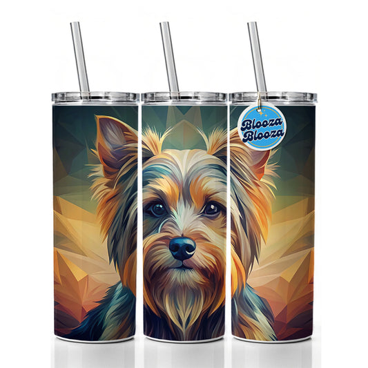 Yorkshire Terrier Yorkie Dog Abstract Stylized Art Skinny Tumbler 20oz with Straw Insulated Water Bottle Gift