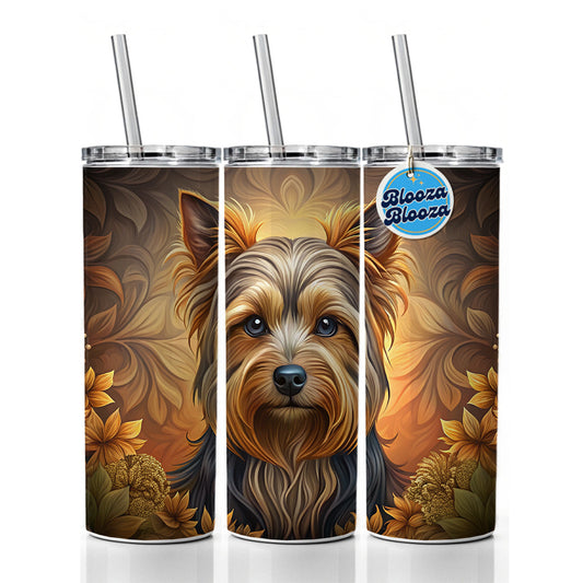 Yorkshire Terrier Yorkie Dog Art Nouveau Skinny Tumbler 20oz with Straw Insulated Water Bottle Gift