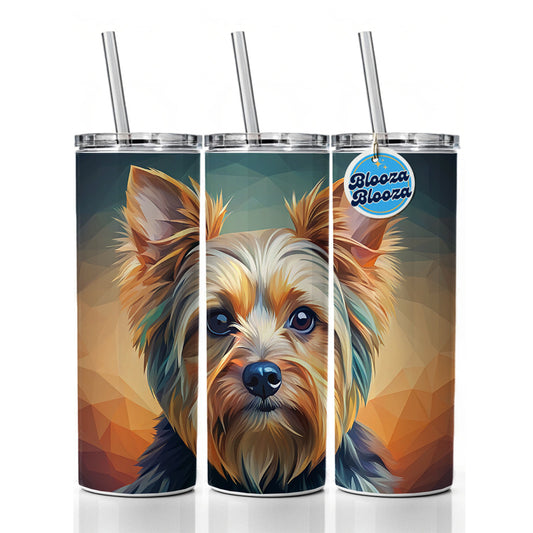 Yorkshire Terrier Yorkie Dog Contemporary Art Skinny Tumbler 20oz with Straw Insulated Water Bottle Gift