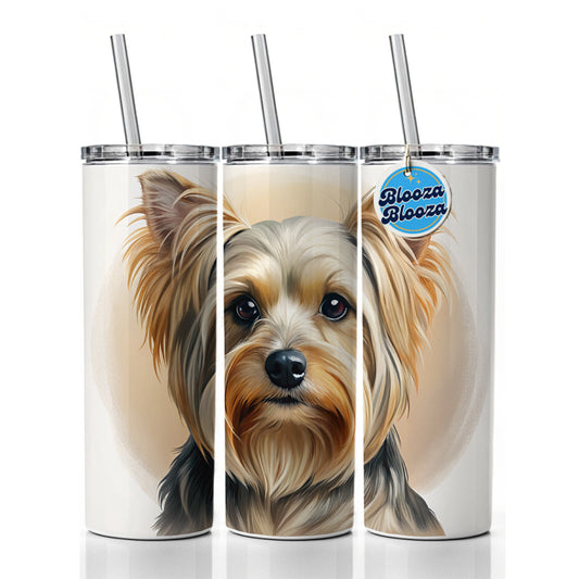 Yorkshire Terrier Yorkie Dog Illustration Skinny Tumbler 20oz with Straw Insulated Water Bottle Gift