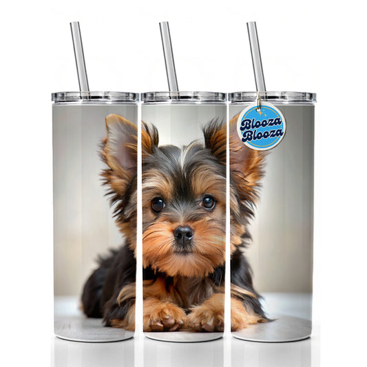 Yorkshire Terrier Yorkie Dog Puppy Photo Skinny Tumbler 20oz with Straw Insulated Water Bottle Gift