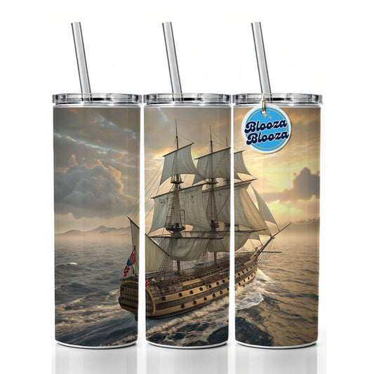 18th Century Warship Ship Of The Line At Sea Skinny Tumbler 20oz with Straw Insulated Water Bottle Gift