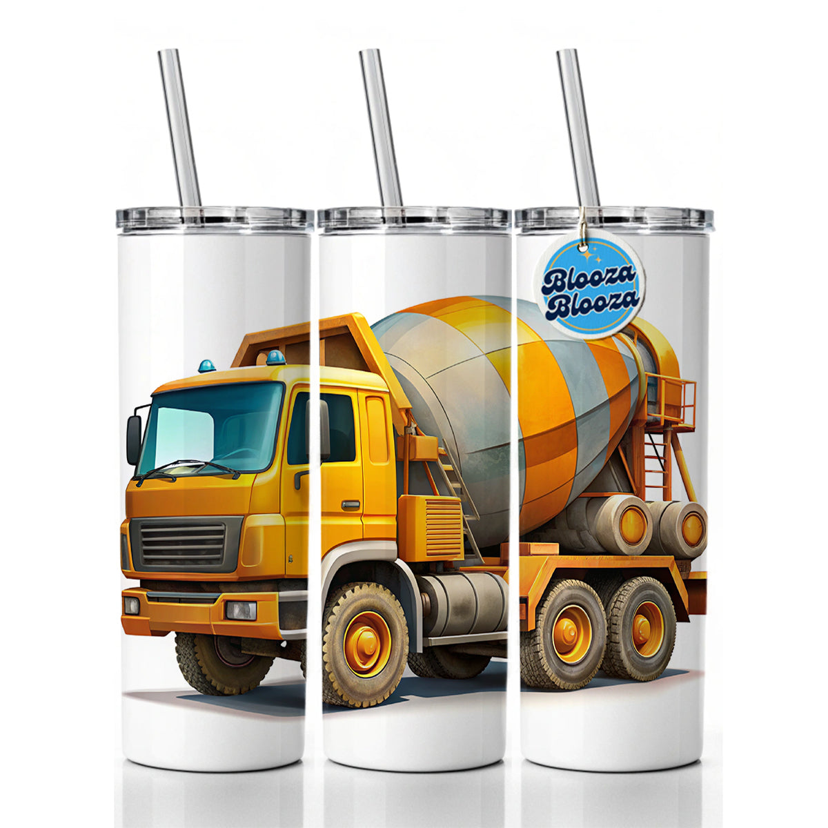 Cement Truck Construction Work Equipment Skinny Tumbler 20oz with Straw Insulated Water Bottle Gift