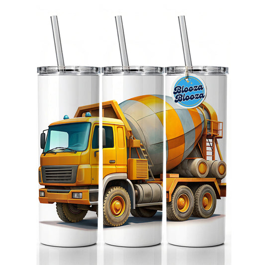 Cement Truck Construction Work Equipment Skinny Tumbler 20oz with Straw Insulated Water Bottle Gift
