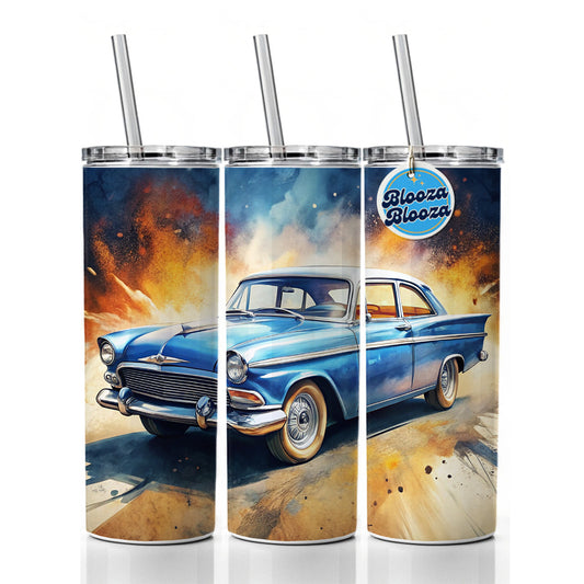 Classic Retro Car Art Skinny Tumbler 20oz with Straw Insulated Water Bottle Gift