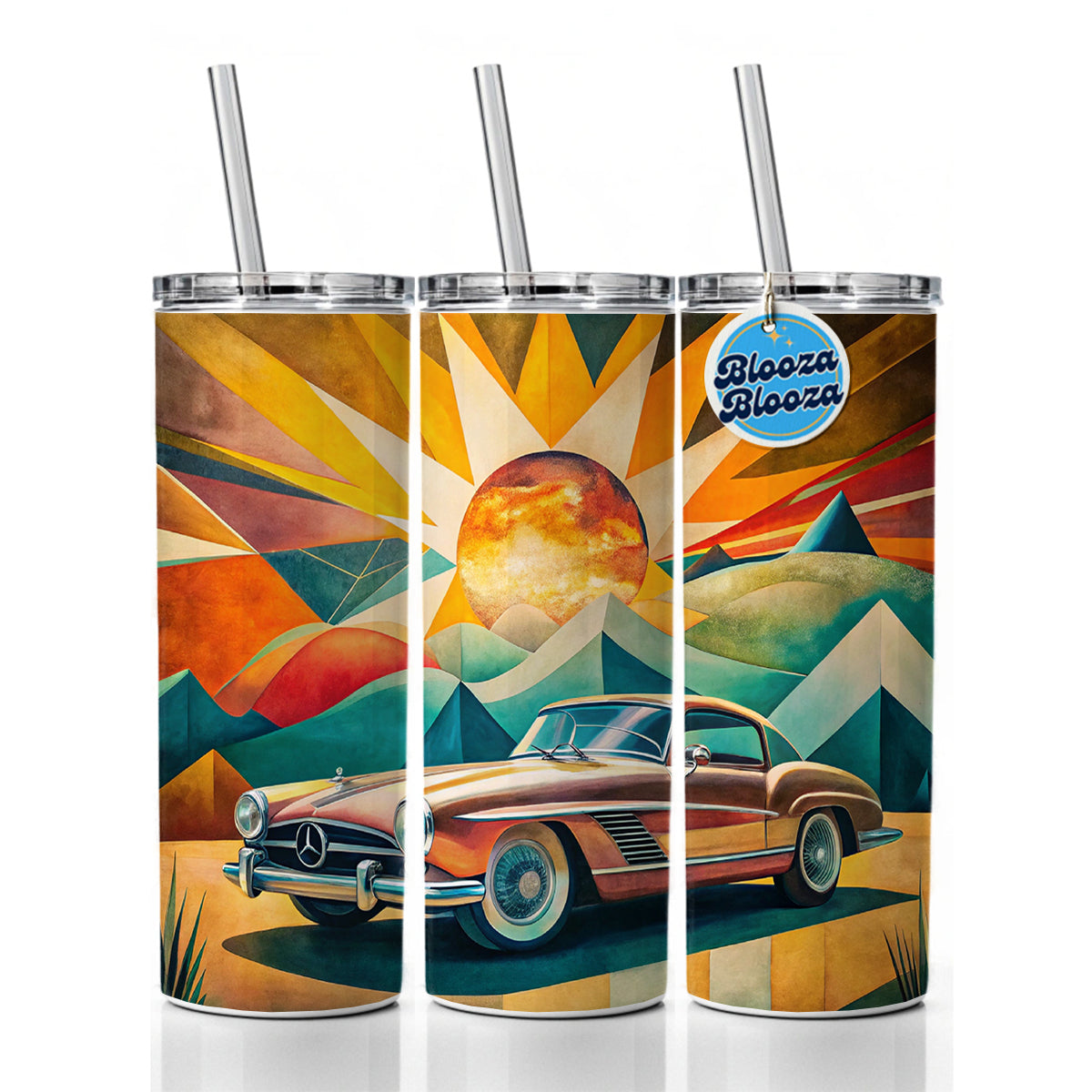 Classic Retro German Car Art Skinny Tumbler 20oz with Straw Insulated Water Bottle Gift