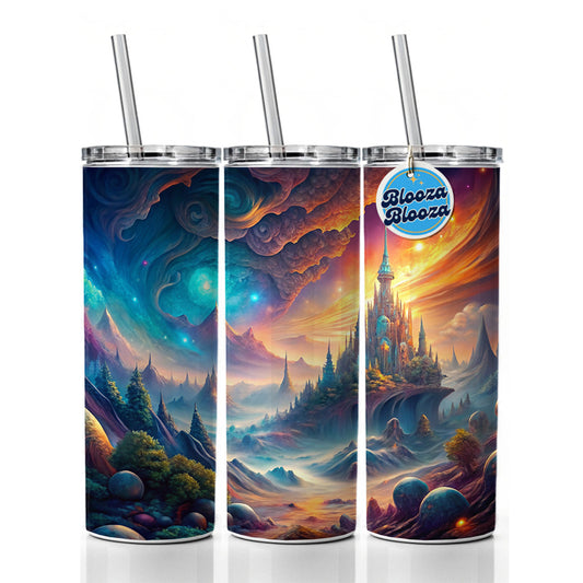 Fantasy World Abstract Art Skinny Tumbler 20oz with Straw Insulated Water Bottle Gift