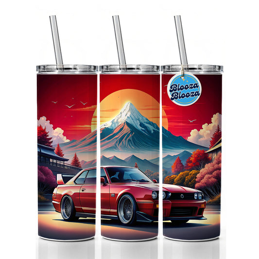 Japanese JDM Car Art Skinny Tumbler 20oz with Straw Insulated Water Bottle Gift
