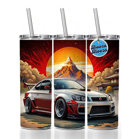 Japanese JDM Tuner Car Art Skinny Tumbler 20oz with Straw Insulated Water Bottle Gift