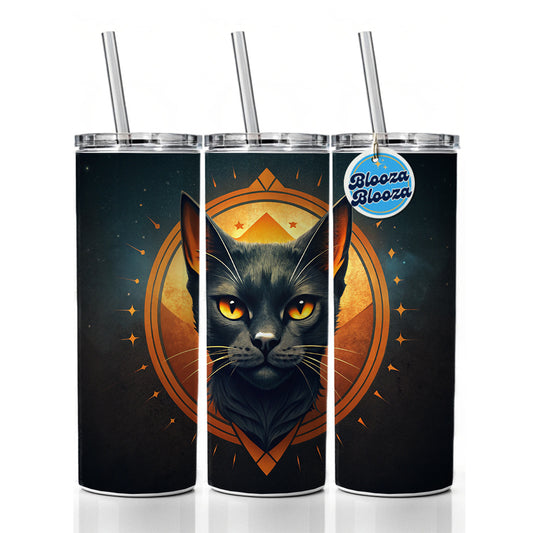 Noir Black Cat Design Skinny Tumbler 20oz with Straw Insulated Water Bottle Gift