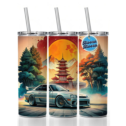 Retro Classic JDM Tuner Car Art Skinny Tumbler 20oz with Straw Insulated Water Bottle Gift