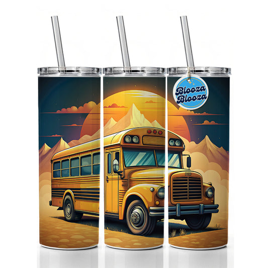 Retro Classic School Bus Skinny Tumbler 20oz with Straw Insulated Water Bottle Gift