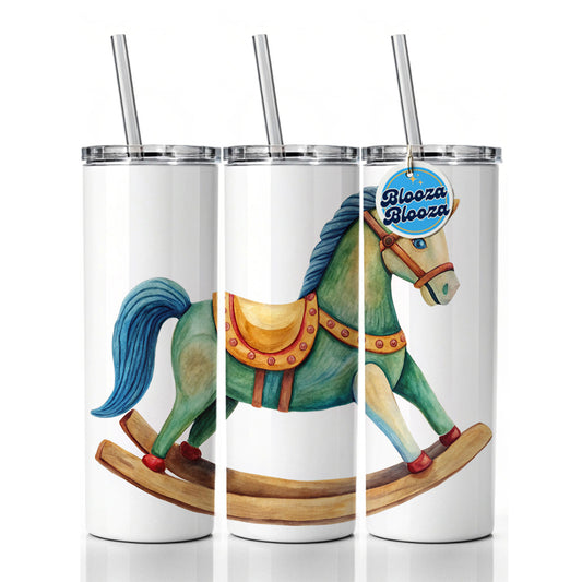 Rocking Horse For A Boy Skinny Tumbler 20oz with Straw Insulated Water Bottle Gift