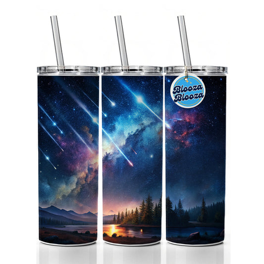 Sci-fi Colorful Meteor Shower Skinny Tumbler 20oz with Straw Insulated Water Bottle Gift