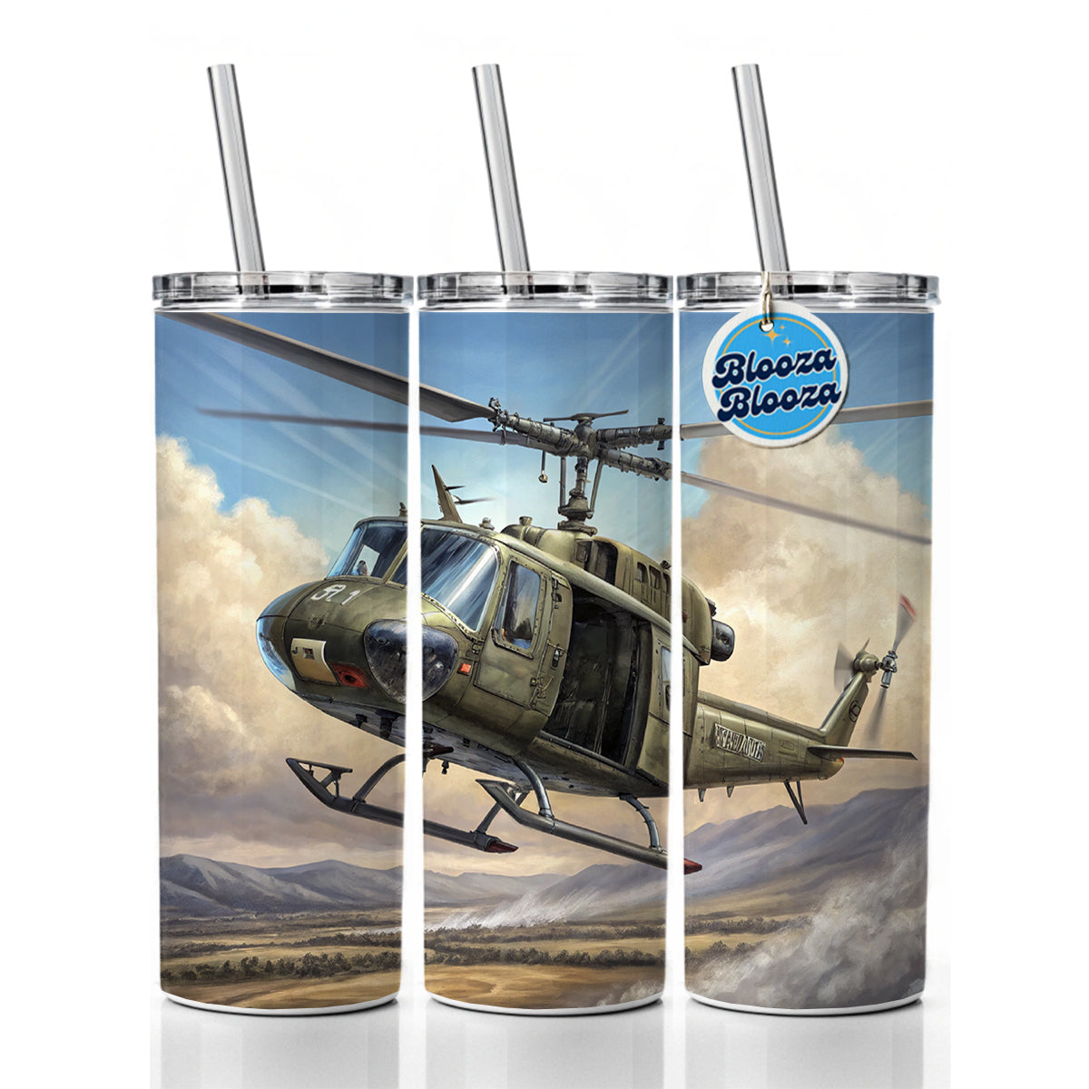 UH-1 Iroquois Huey Helicopter Vietnam War Era Skinny Tumbler 20oz with Straw Insulated Water Bottle Gift