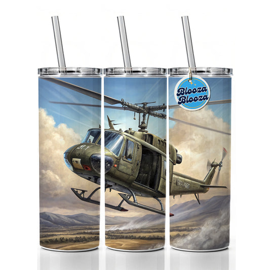 UH-1 Iroquois Huey Helicopter Vietnam War Era Skinny Tumbler 20oz with Straw Insulated Water Bottle Gift