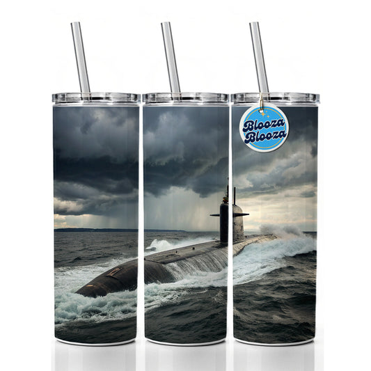 US Nuclear Submarine Underway Skinny Tumbler 20oz with Straw Insulated Water Bottle Gift