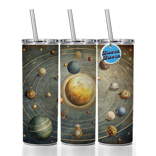 Vintage Solar System Map Skinny Tumbler 20oz with Straw Insulated Water Bottle Gift