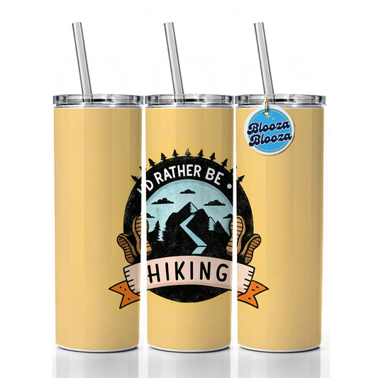I'd Rather Be Hiking Skinny Tumbler 20oz with Straw Insulated Water Bottle Gift