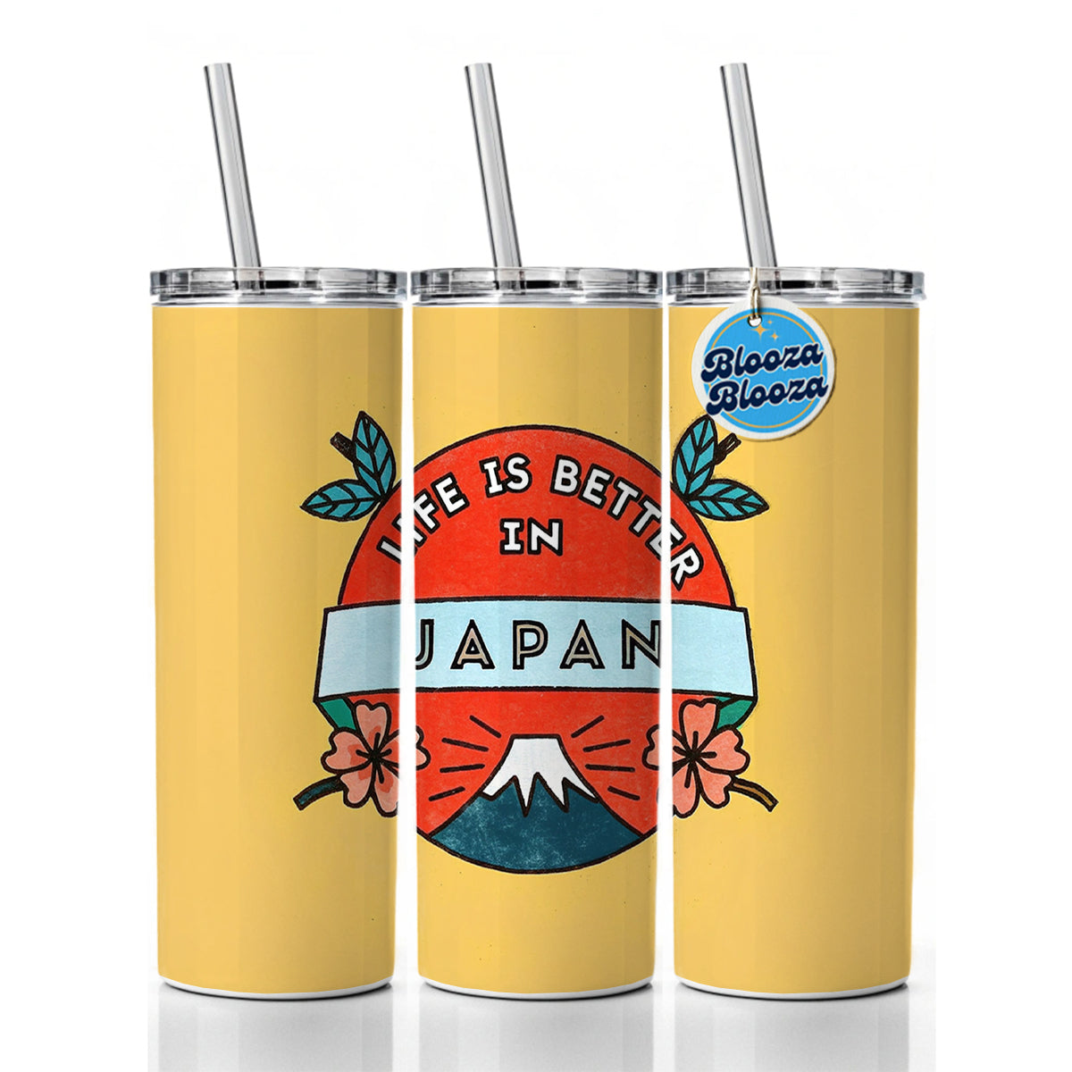 Life Is Better In Japan Skinny Tumbler 20oz with Straw Insulated Water Bottle Gift