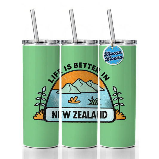 Life Is Better In New Zealand Skinny Tumbler 20oz with Straw Insulated Water Bottle Gift