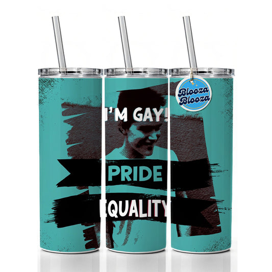 I'm Gay Pride Equality Skinny Tumbler 20oz with Straw Insulated Water Bottle Gift