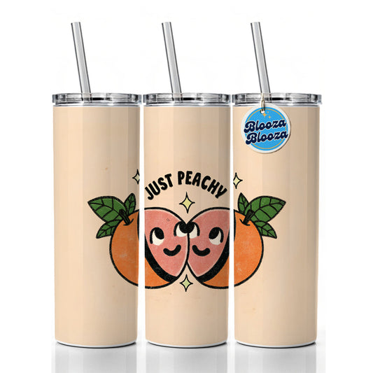 Just Peachy Cute Skinny Tumbler 20oz with Straw Insulated Water Bottle Gift